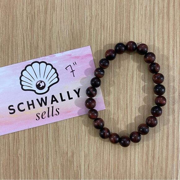 Genuine red tiger’s eye handmade crystal bracelet // 7” 🐅 - Picture 3 of 3